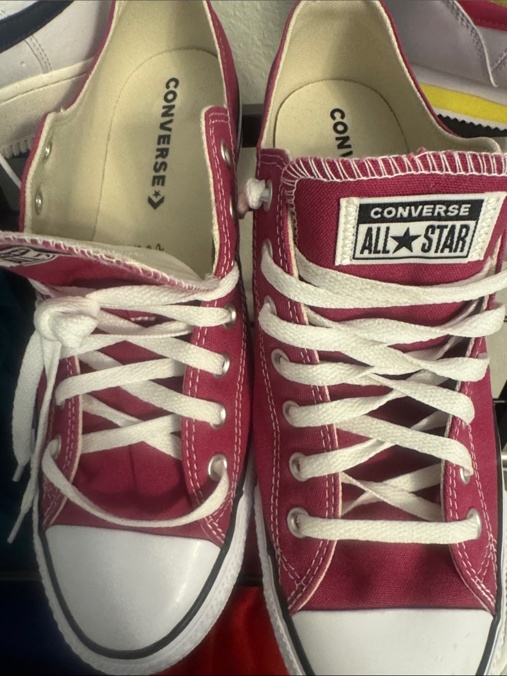 Converse Kids Burgundy Canvas All Star Low Top Sneakers